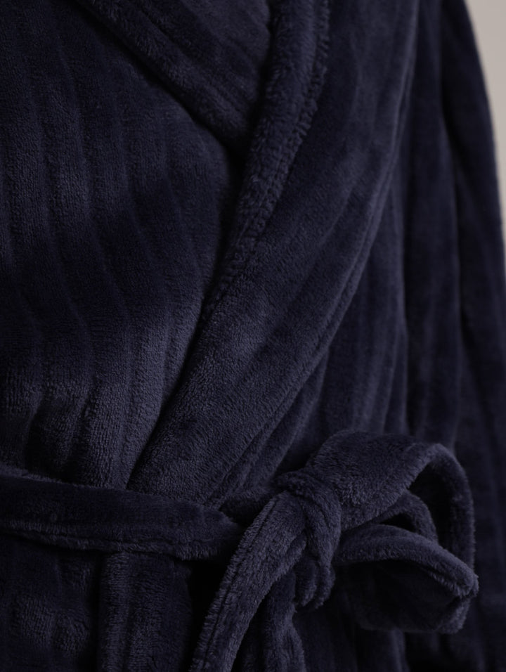 Mens's Coral Fleece Gown - Navy/White