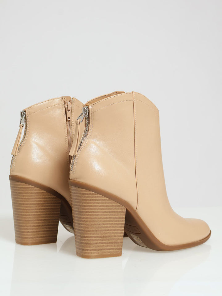 Austyn Block Heel Ankle Boot - Beige