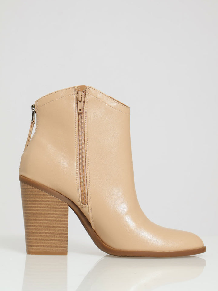 Austyn Block Heel Ankle Boot - Beige