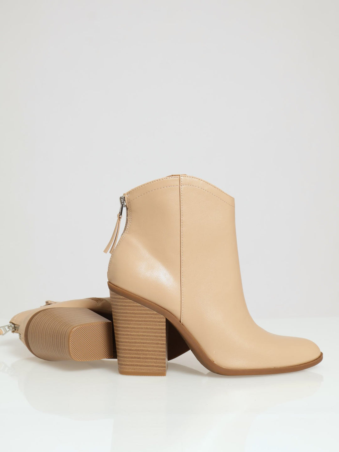 Austyn Block Heel Ankle Boot - Beige