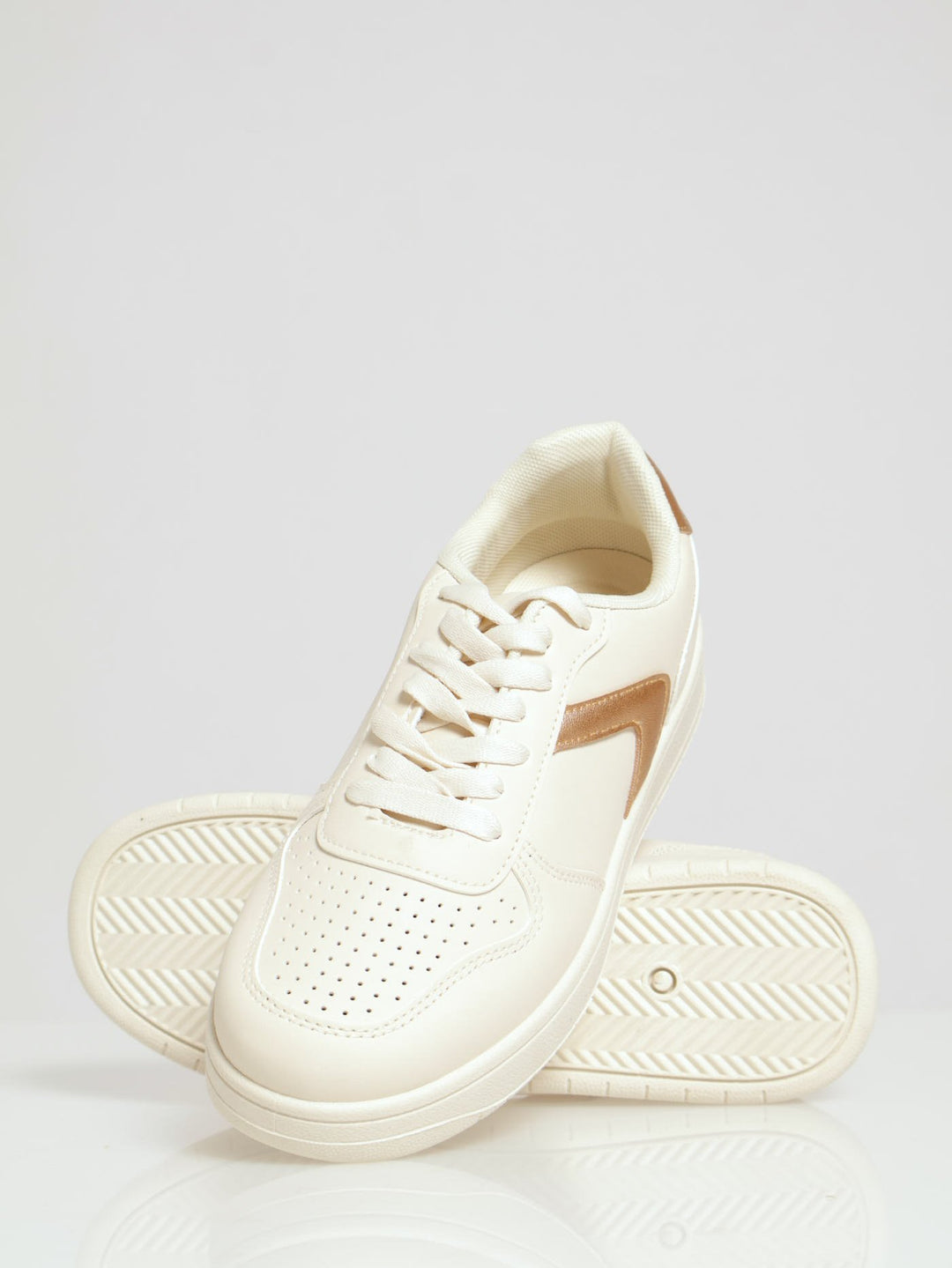 Ladies Gold Trim Skater Sneaker White – Edgars - Main Image