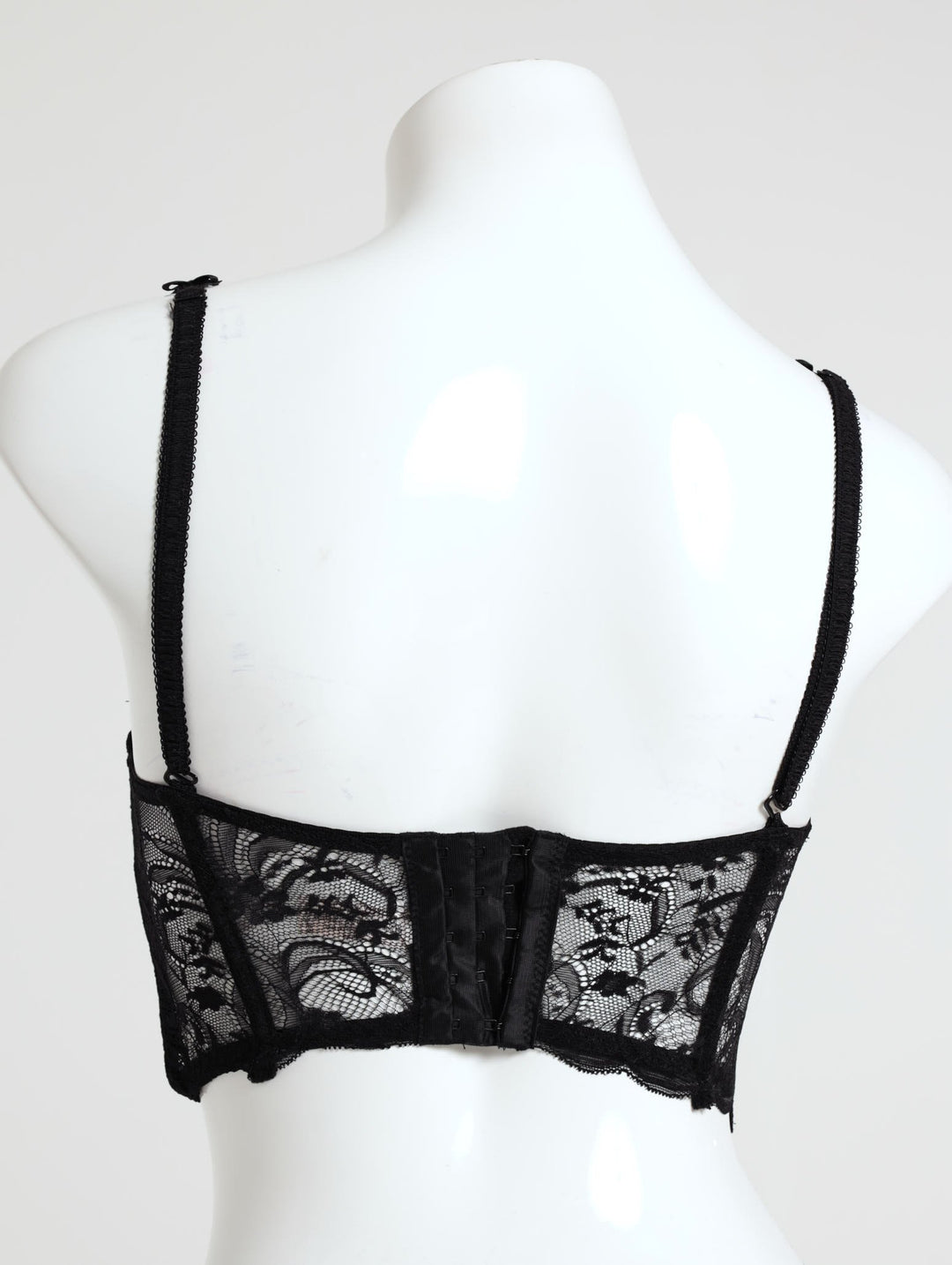 Lace Longline Corset Bra - Black