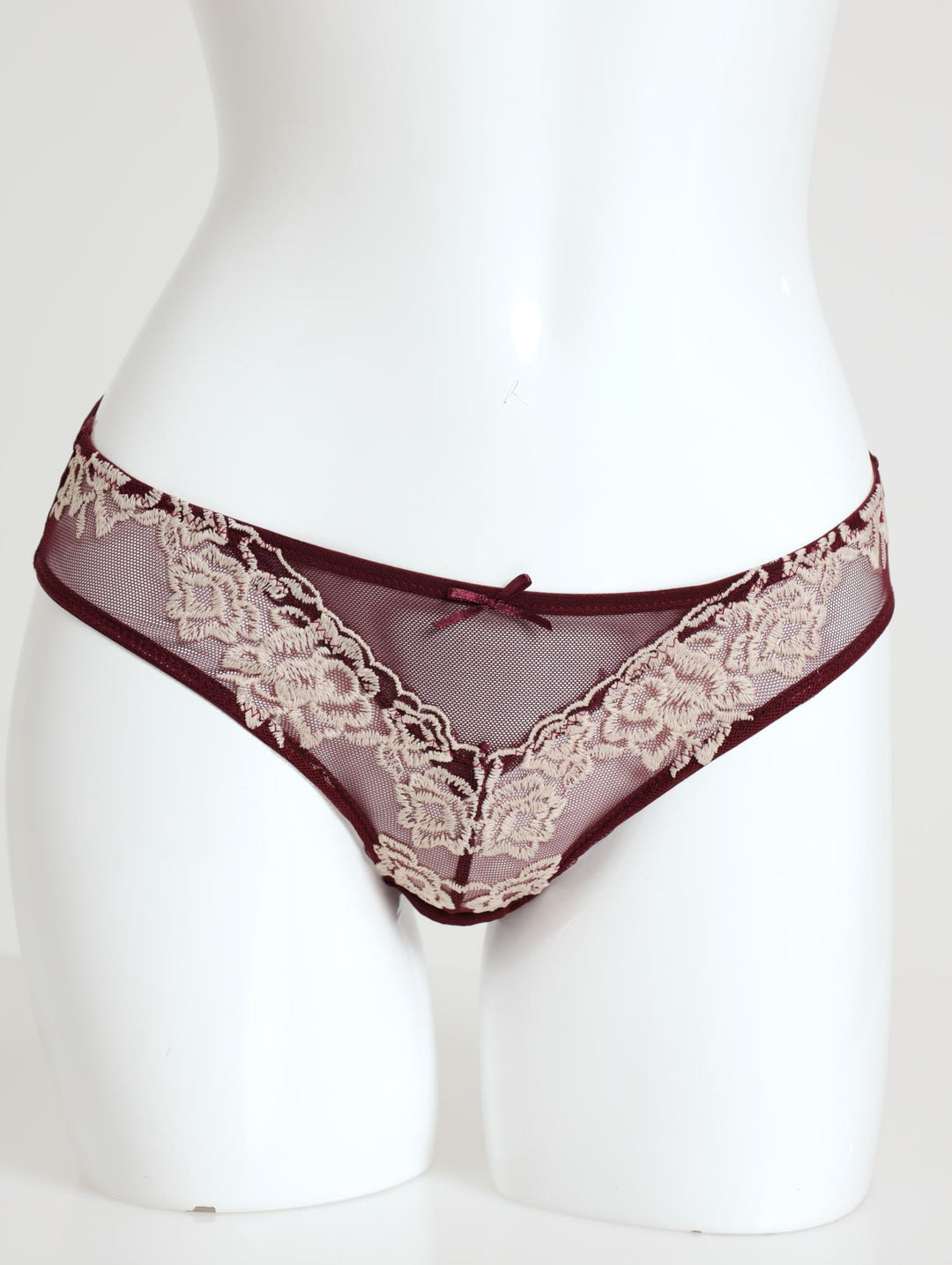Single Embroidered Panty - Burgundy