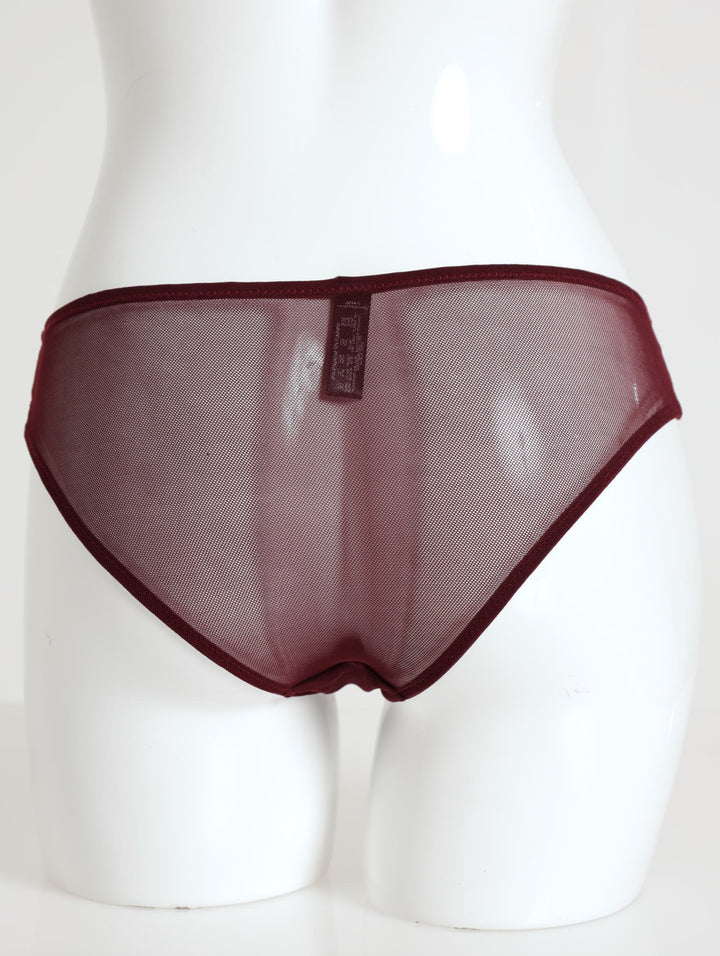 Single Embroidered Panty - Burgundy