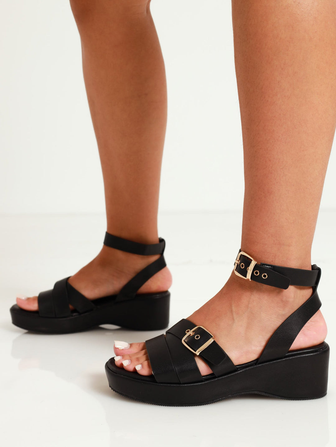 Chucky Multi Buckle Strap Sandal - Black