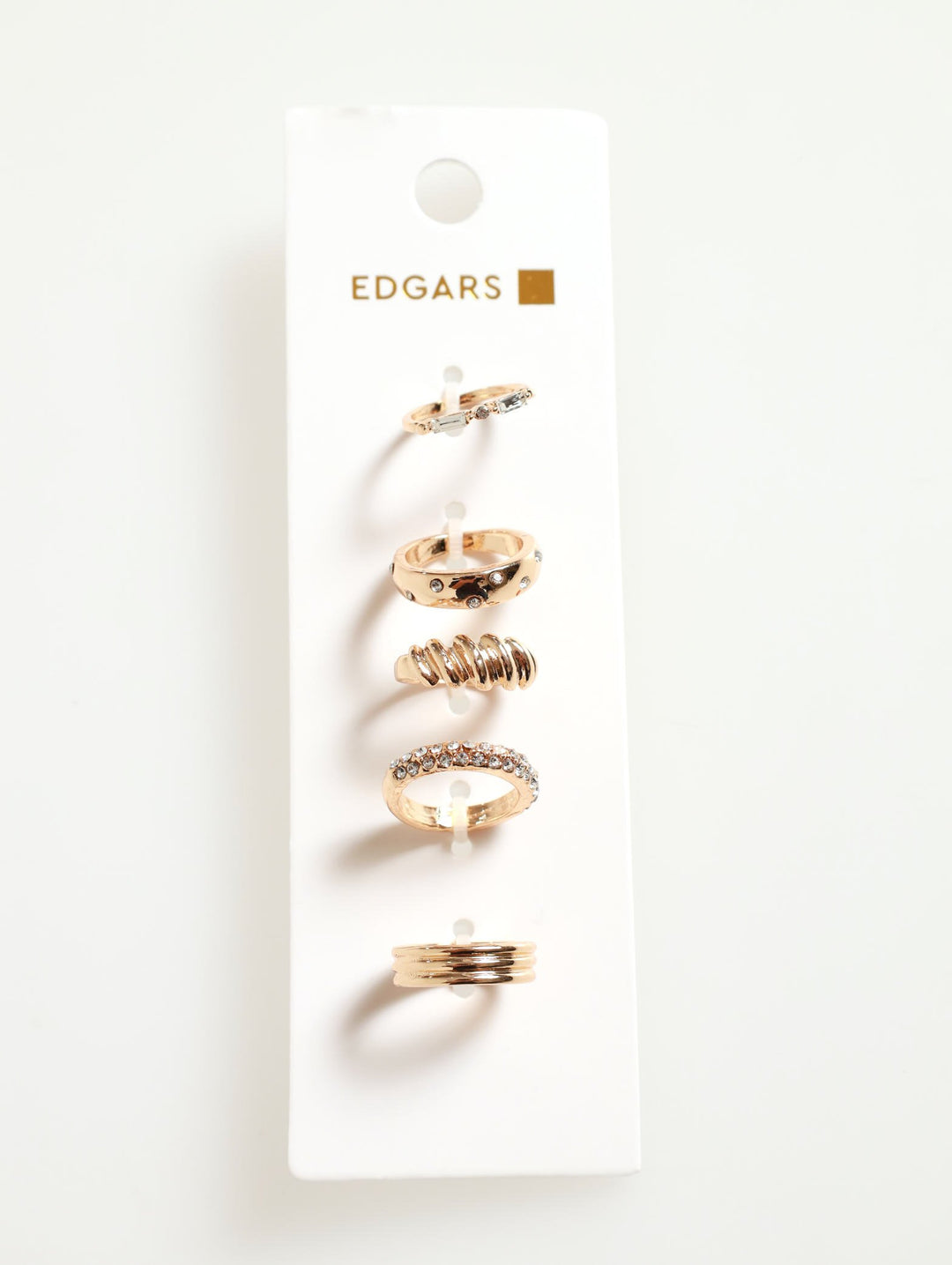 5 Pack Jewel Twist Rings - Gold