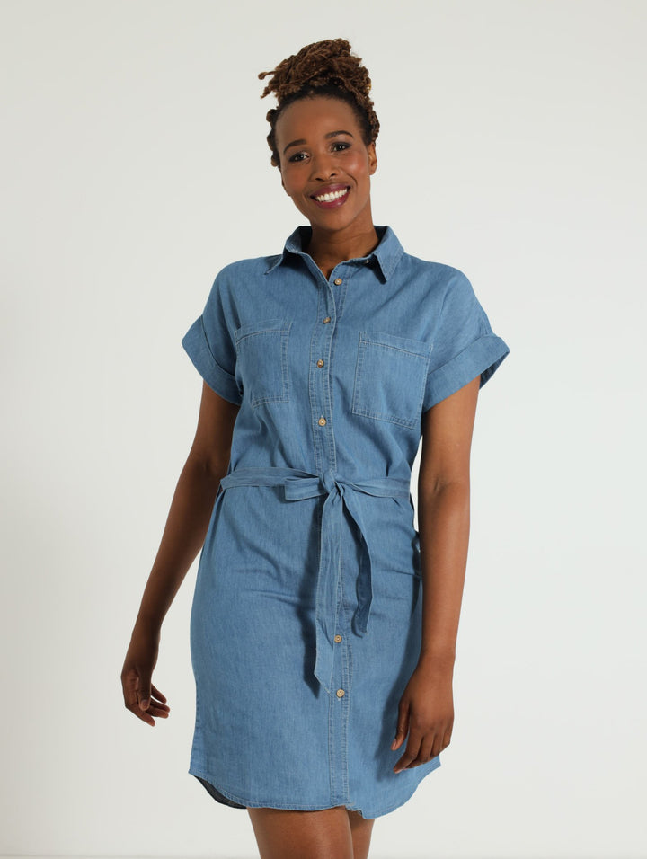 Denim Shirt Dress - Light Wash