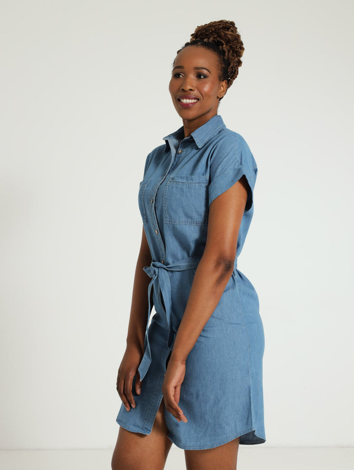 Denim Shirt Dress - Light Wash