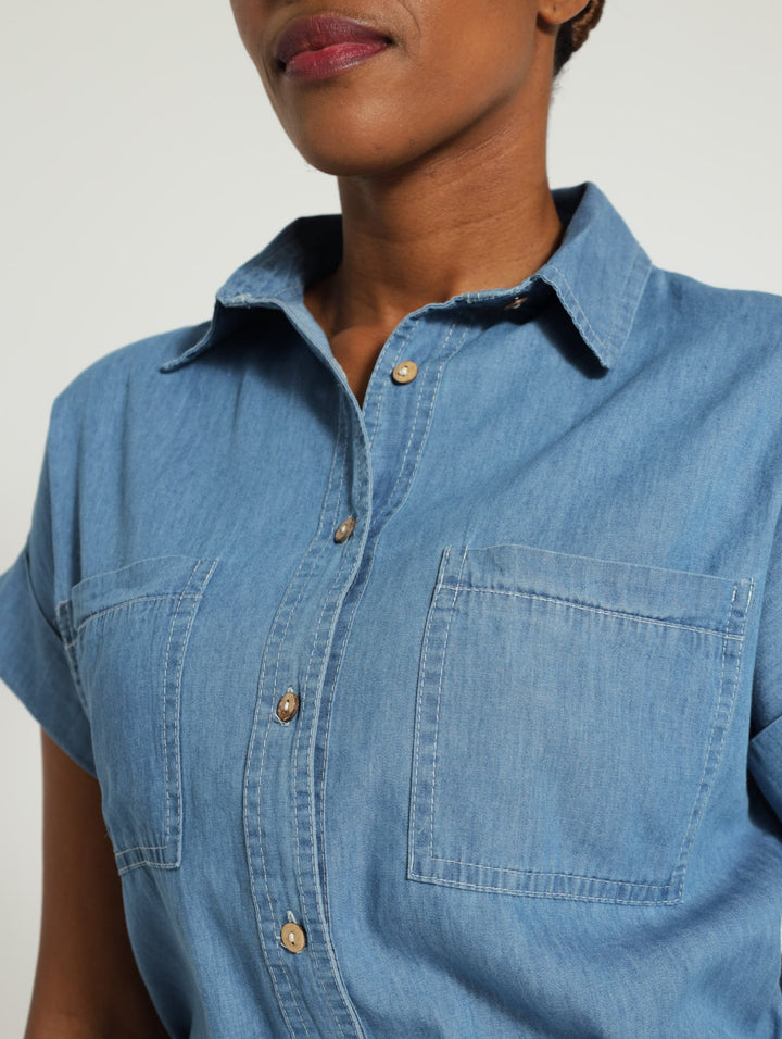 Denim Shirt Dress - Light Wash