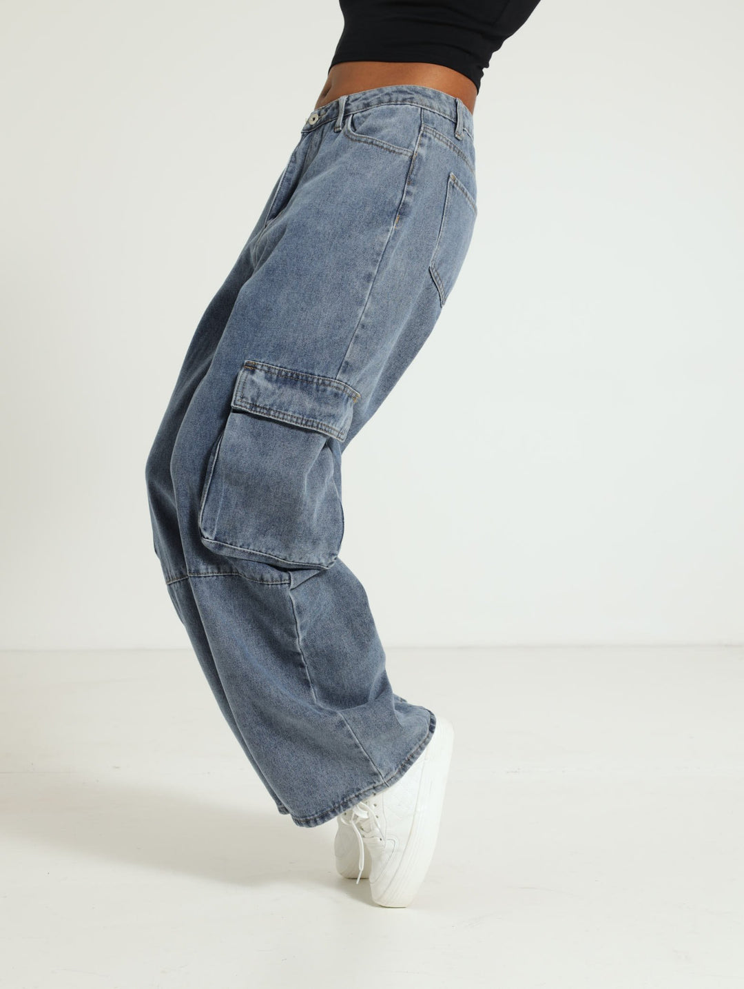 Bellow Pocket Cargo Jean - Stonewash