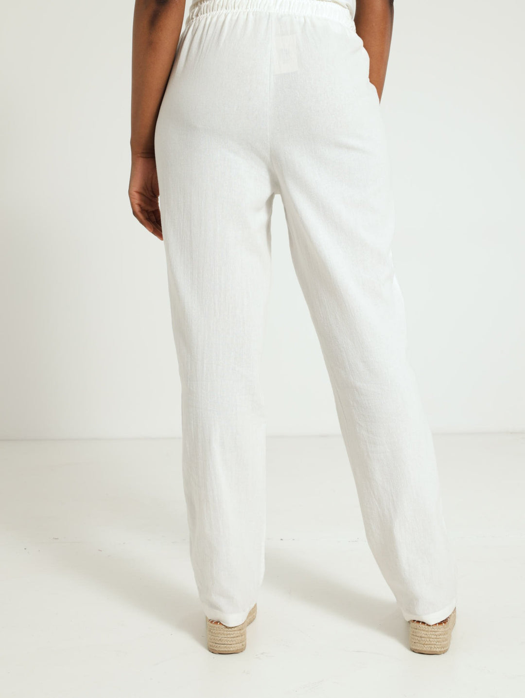 Washer Cotton Straight Leg Pants - White