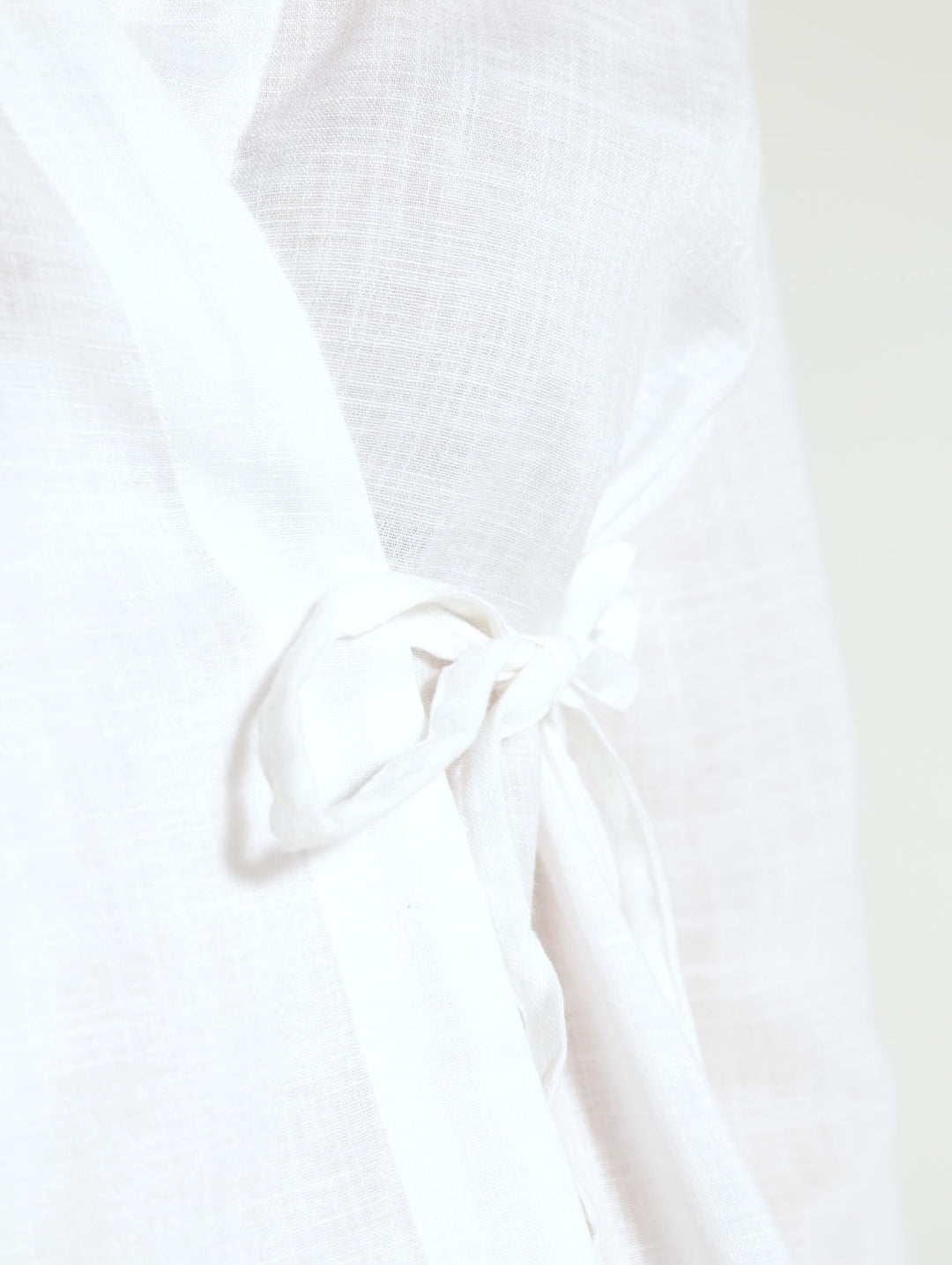 Long Sleeve Wrap Blouse - White