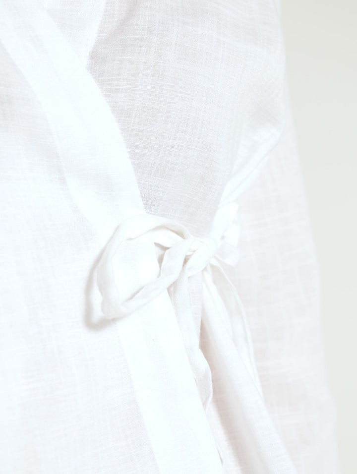 Long Sleeve Wrap Blouse - White