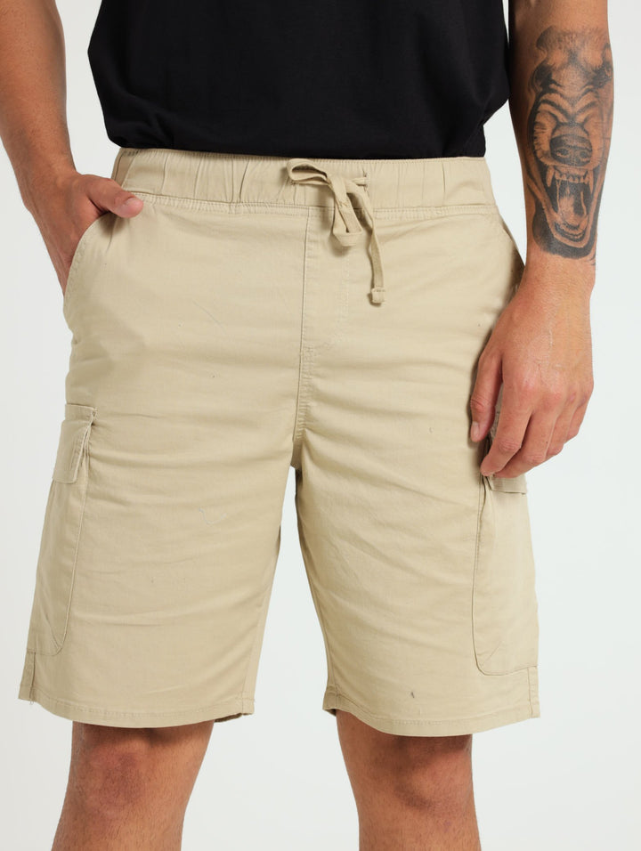 Basic Cargo Pull On Shorts - Stone