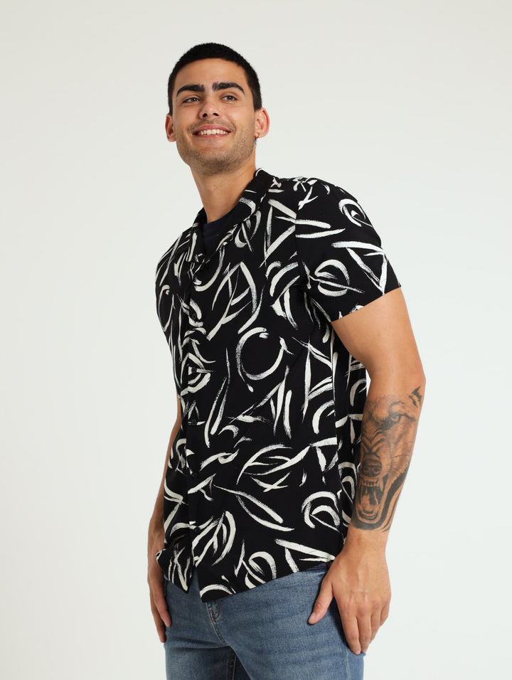 Geo Pattern Shirt - Black/White