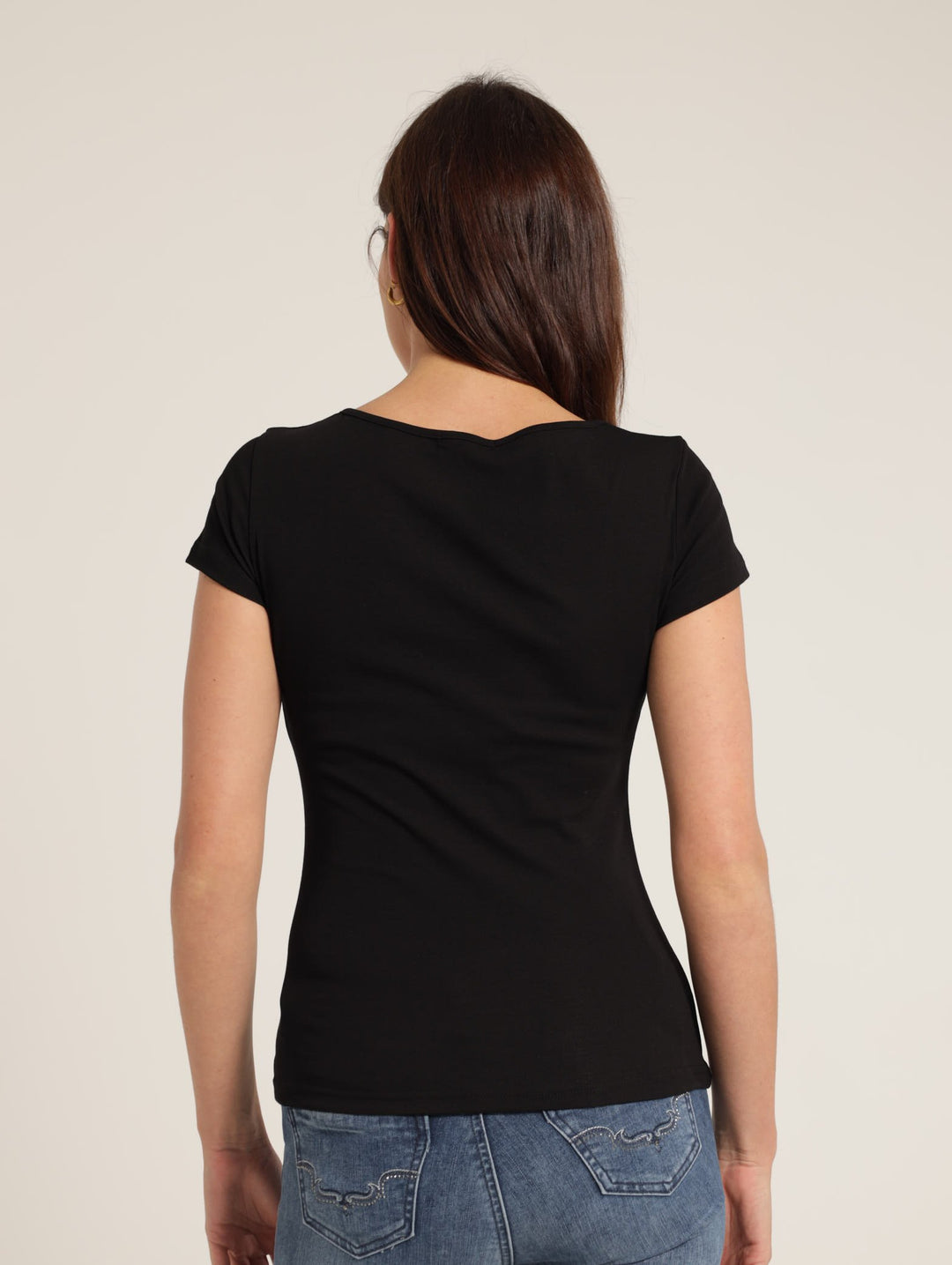 Square Neck Bling Top - Black