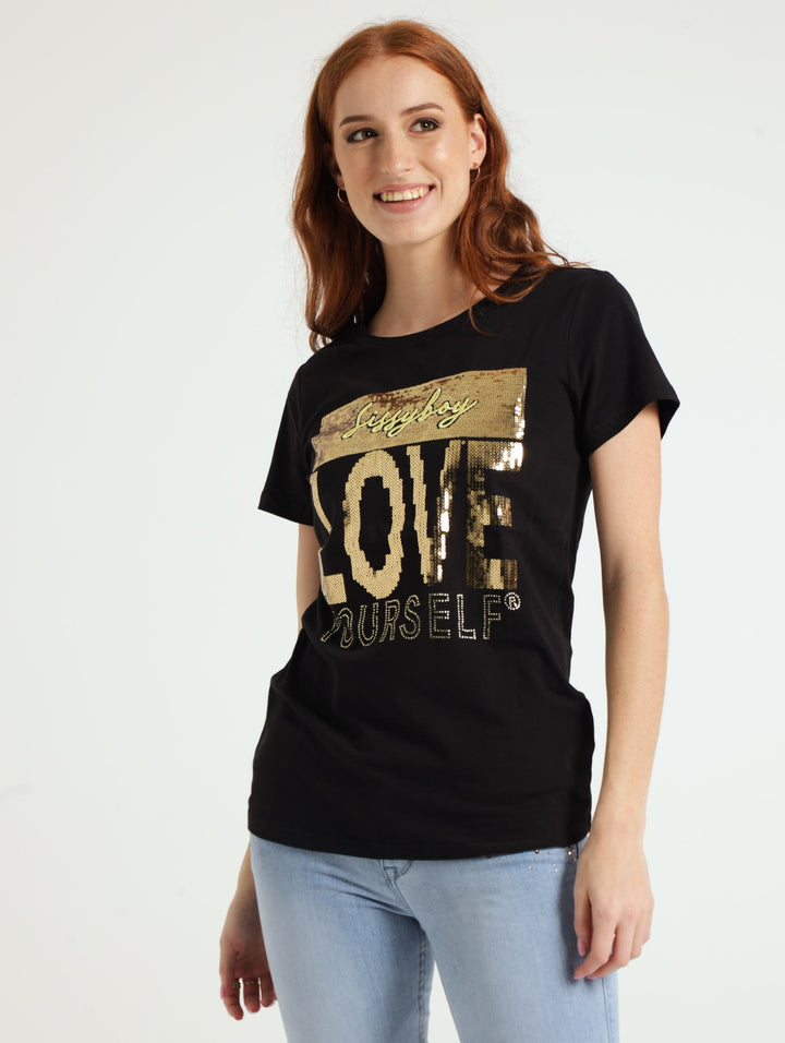 Regular Fit Multi Technique Logo Top - Black