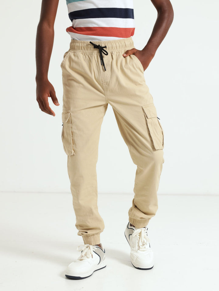 Boys Safari Cargo Pants - Stone