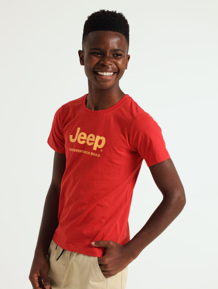 Boys Artisanal Buff Print Tee - Red