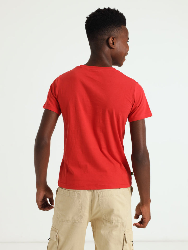 Boys Artisanal Buff Print Tee - Red