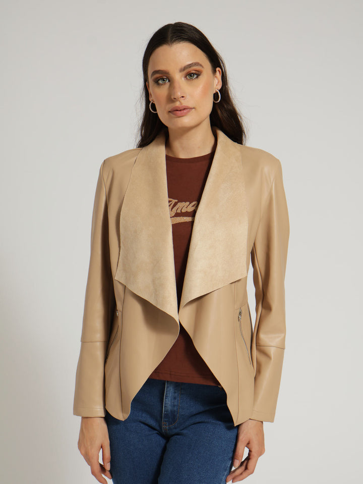 Pu Waterfall Jacket - Cream