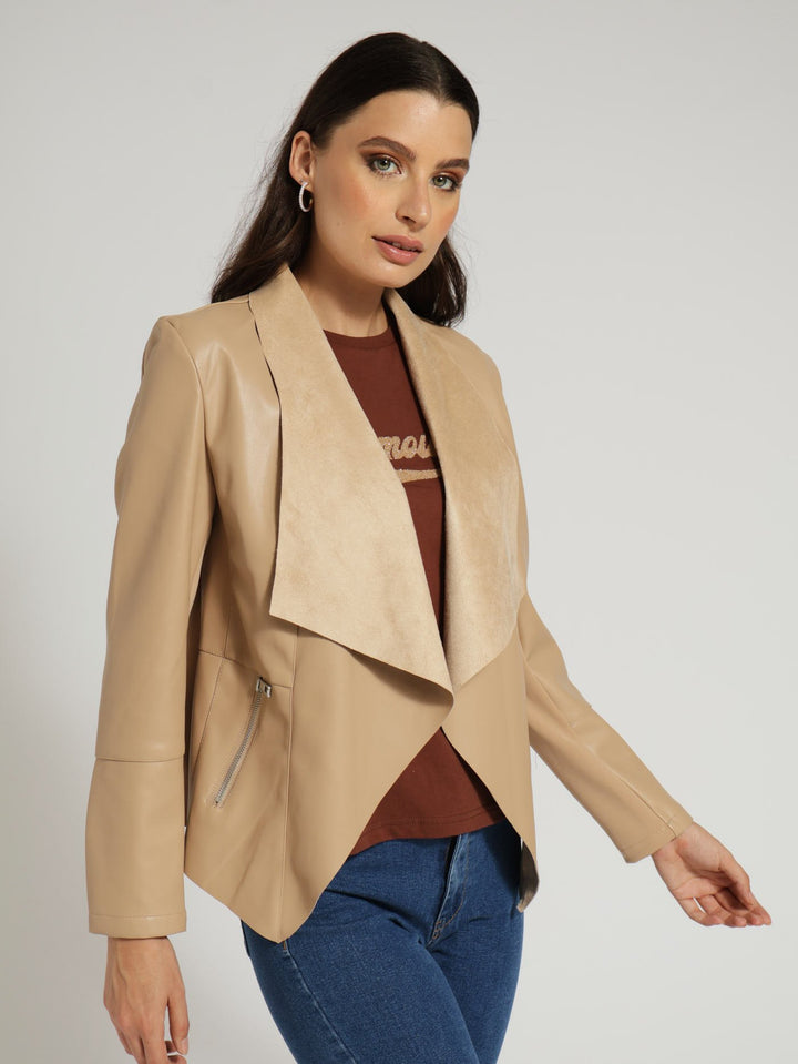 Pu Waterfall Jacket - Cream