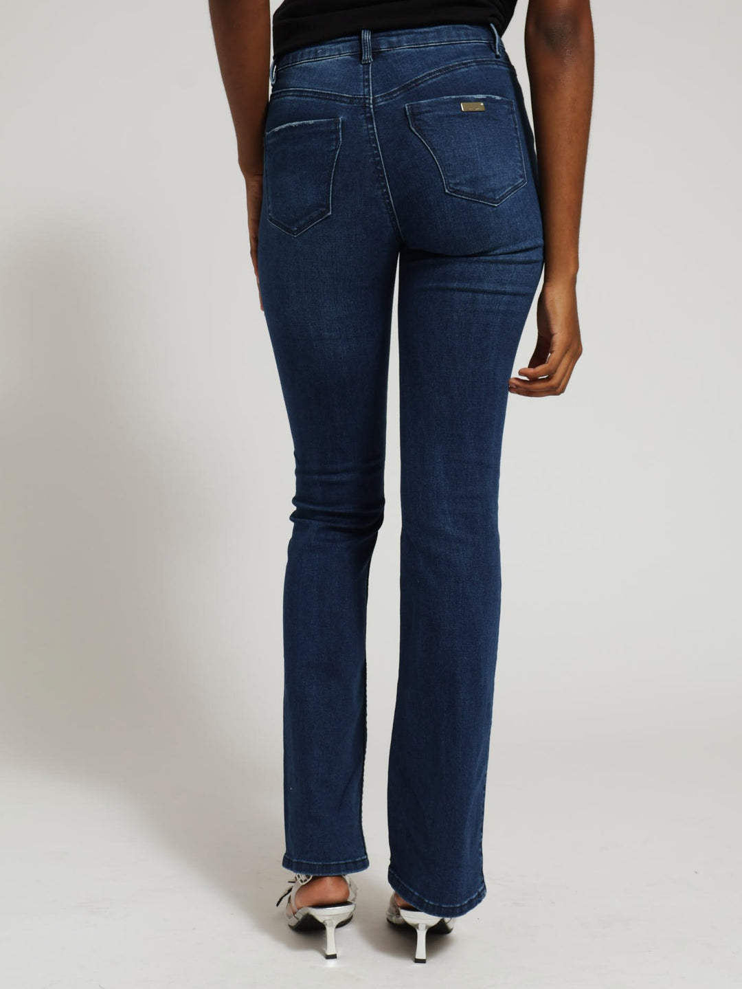 Axel Bootleg Denim Jean With Bling  - Mid Blue