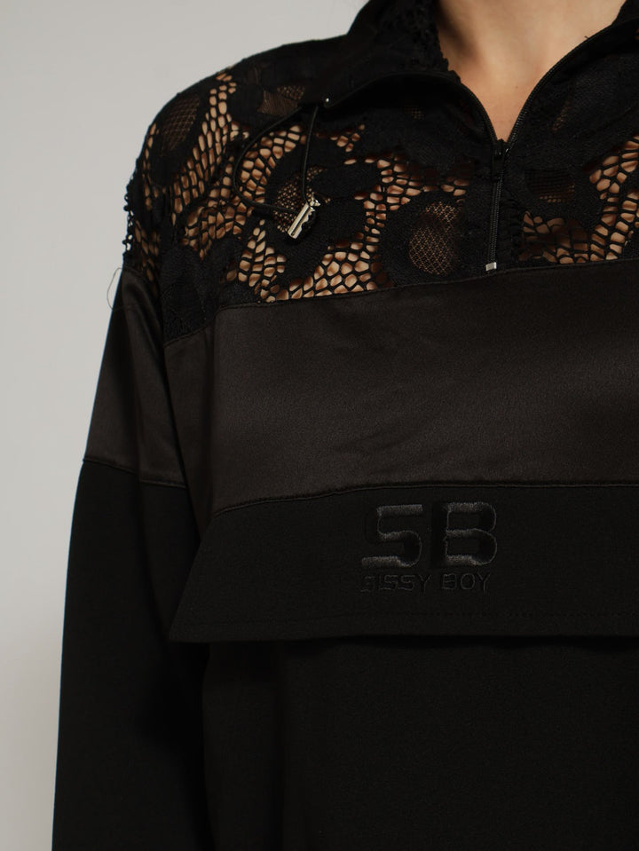 Quater Zip Tracksuit Jacket - Black