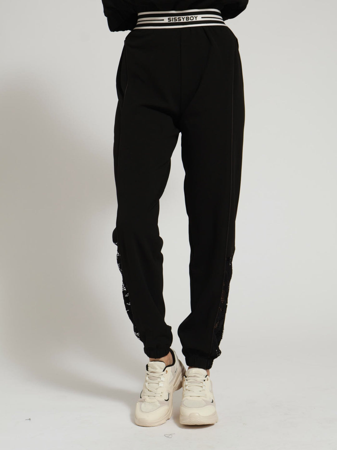 Tracksuit Pants With Branded Waistband - Black
