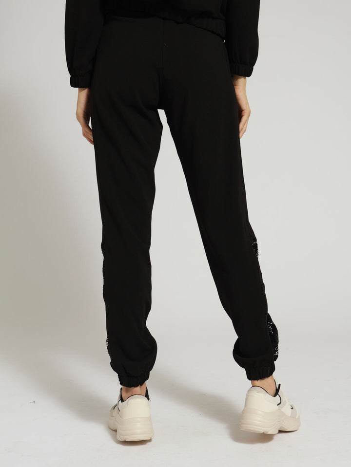 Tracksuit Pants With Branded Waistband - Black