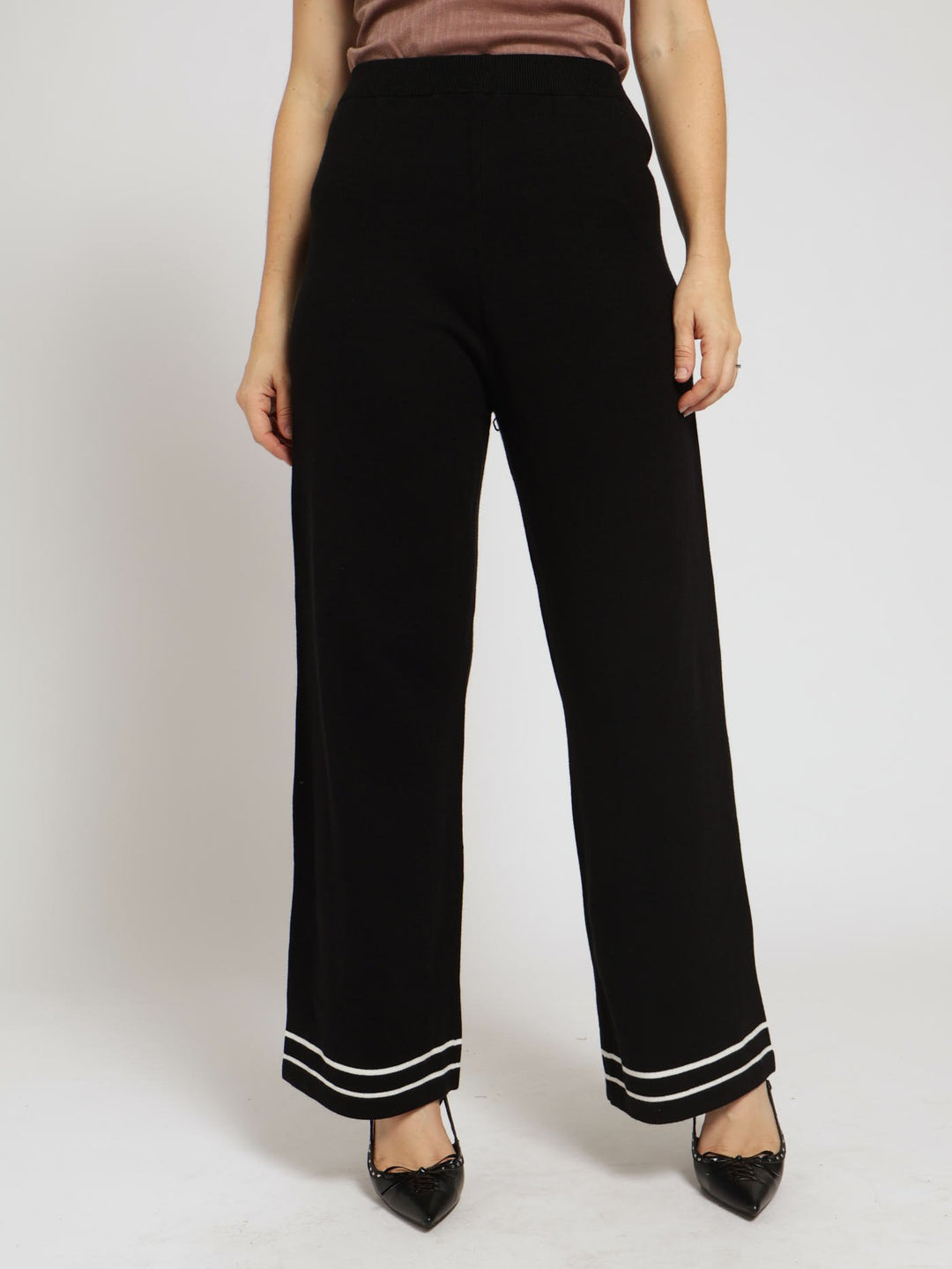Wide Leg Pants - Black/White