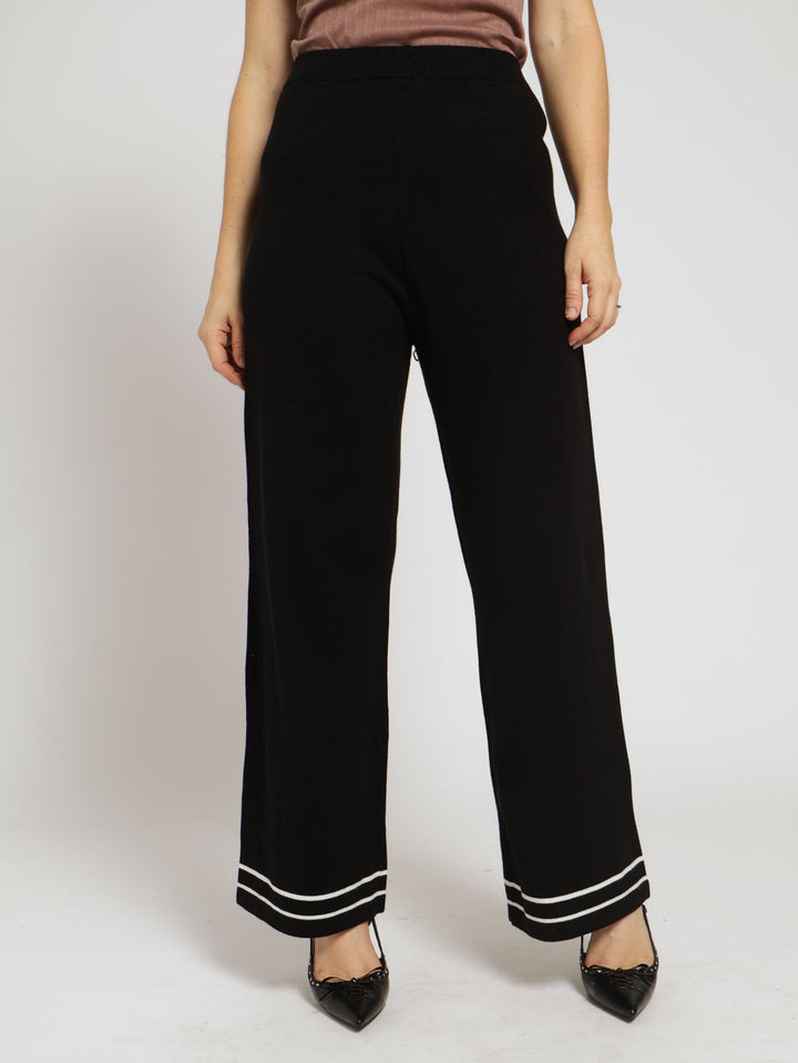 Wide Leg Pants - Black/White