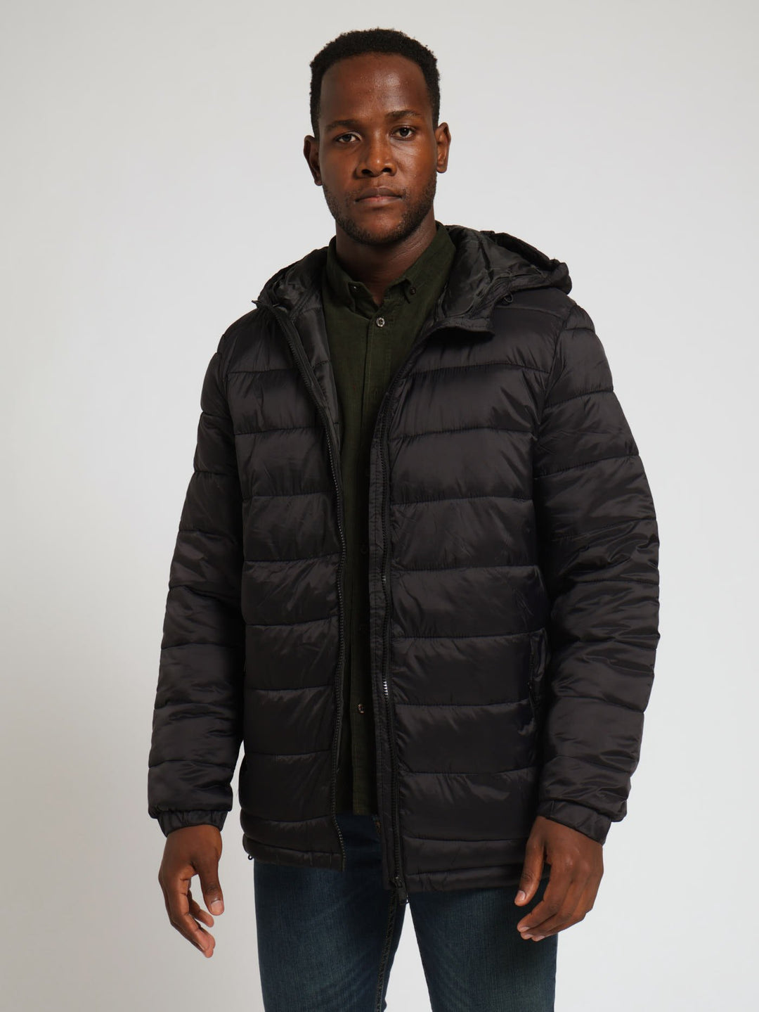 Hooded Puffer Jacket - Black