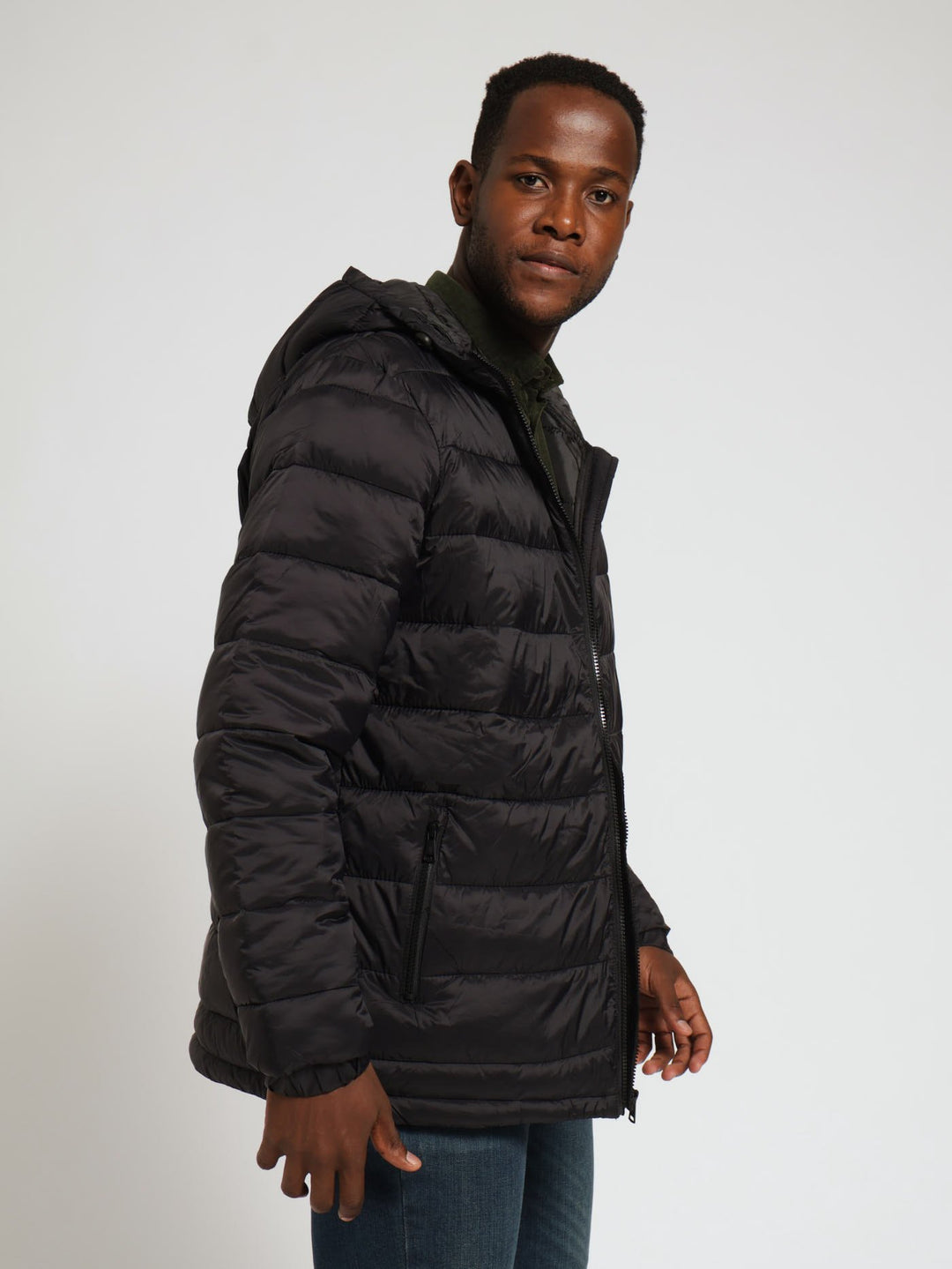 Hooded Puffer Jacket - Black