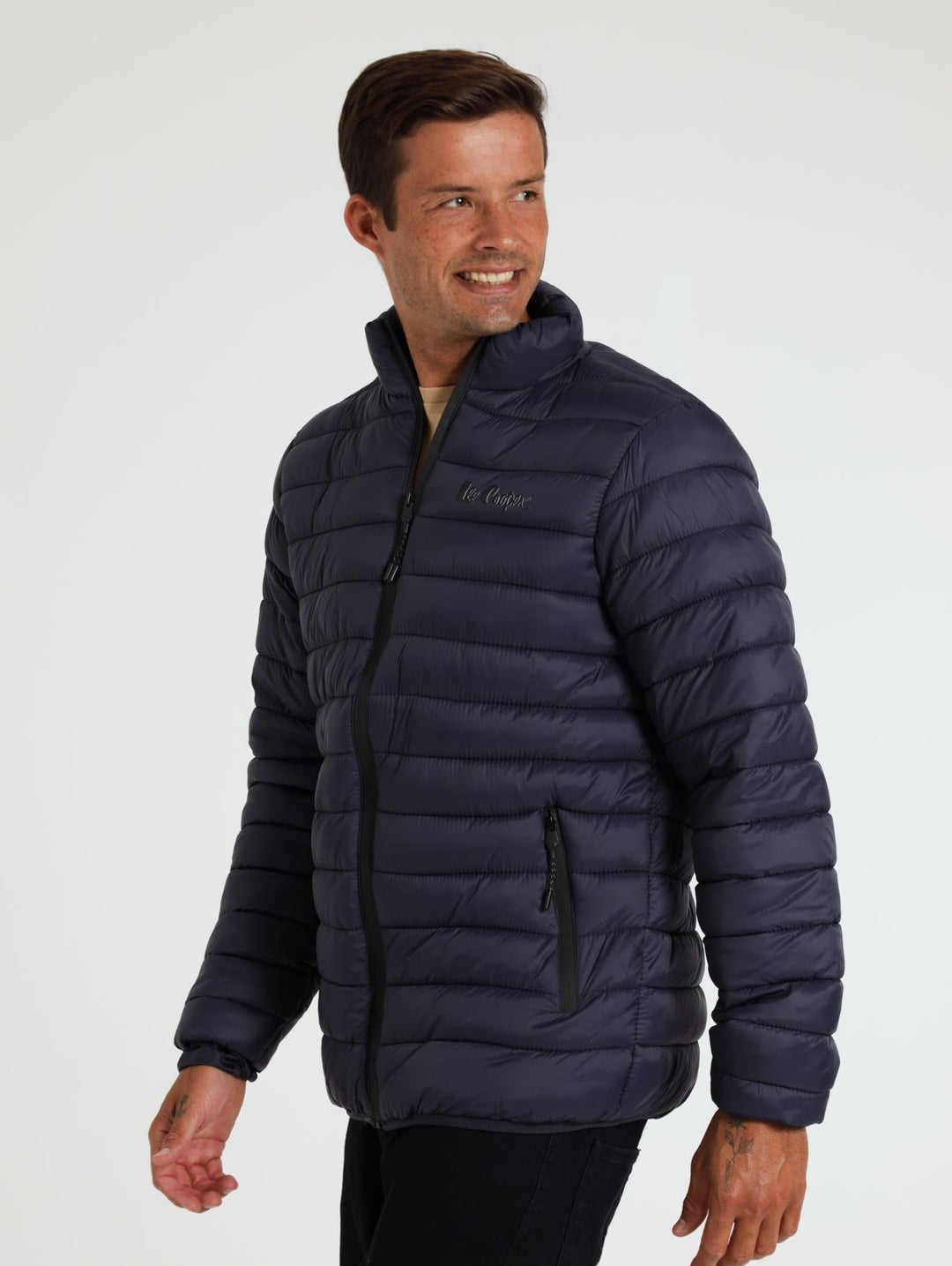 Puffer Jacket With Fluffy Inner - Navy