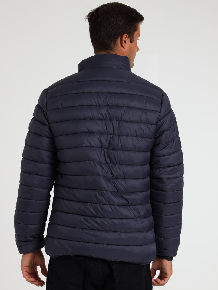 Puffer Jacket With Fluffy Inner - Navy