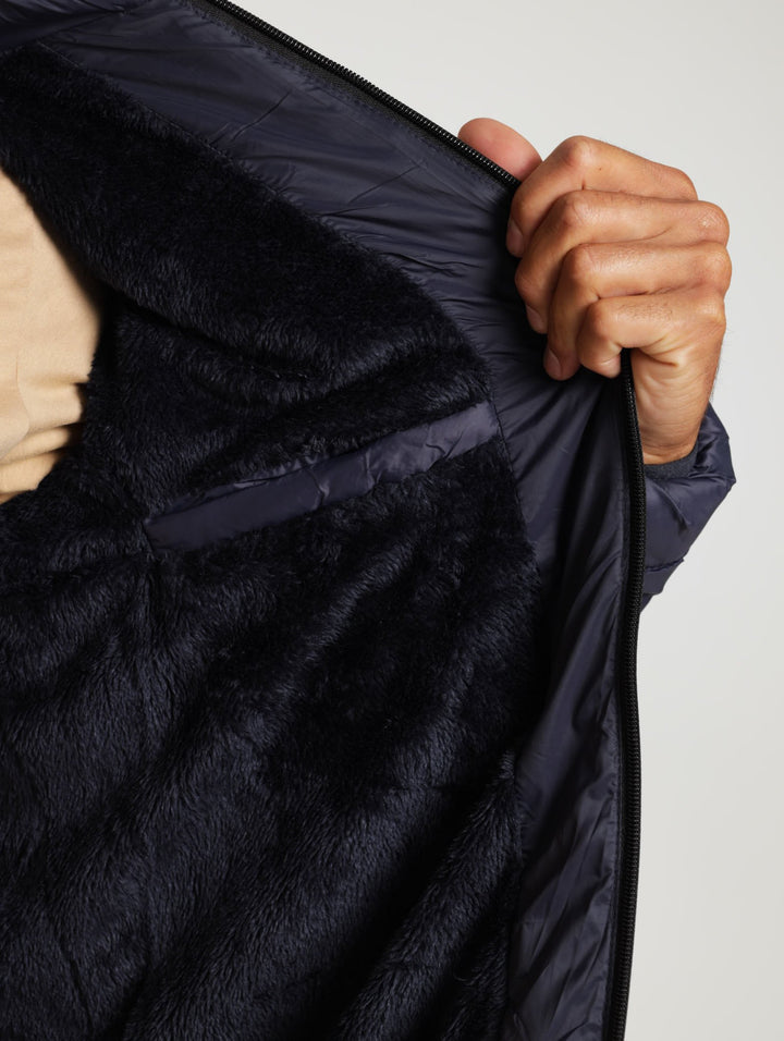 Puffer Jacket With Fluffy Inner - Navy