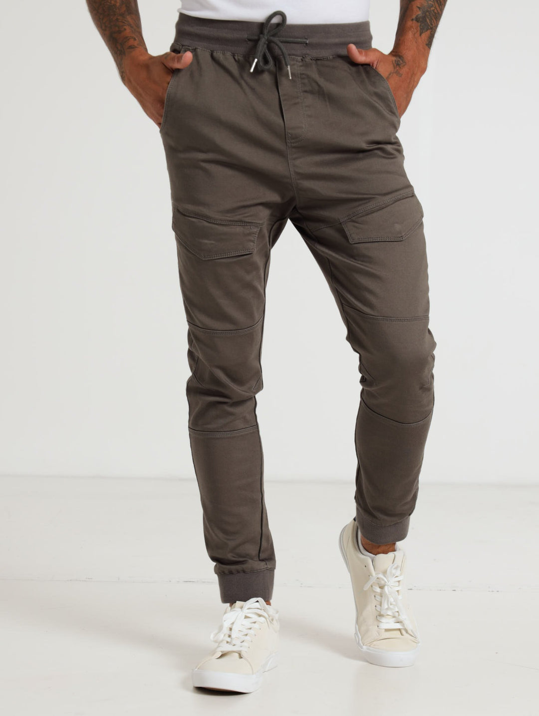 Soft Denim  Joggers - Olive