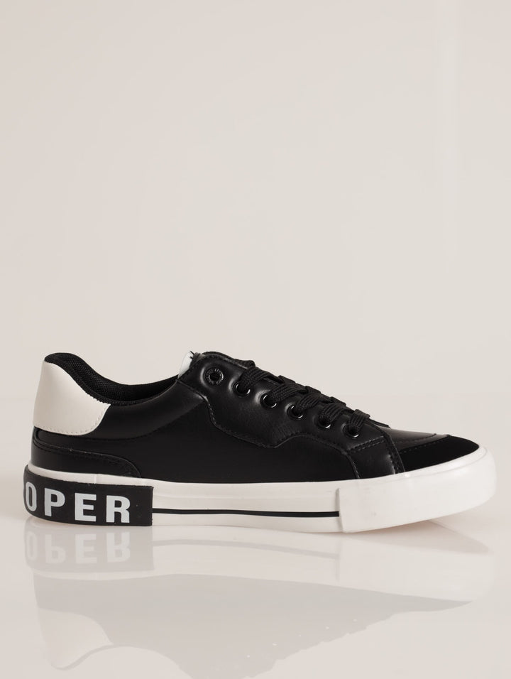 Branded Outsole Sneaker - Black/White
