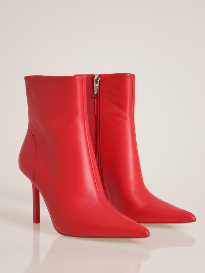 Elysia Leather Pointed Toe Stiletto Boot - Red