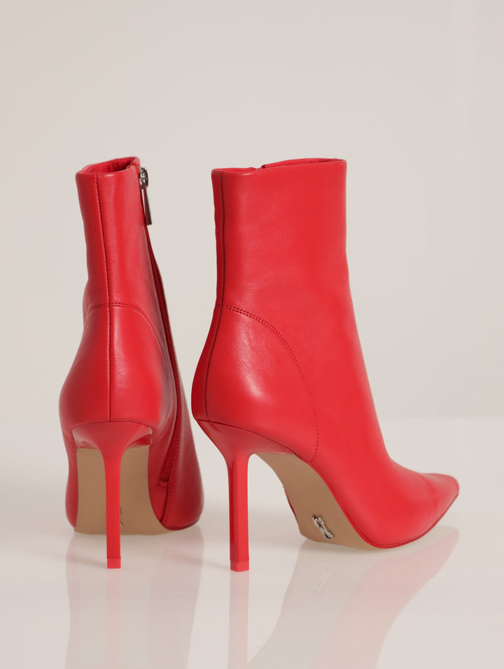 Elysia Leather Pointed Toe Stiletto Boot - Red