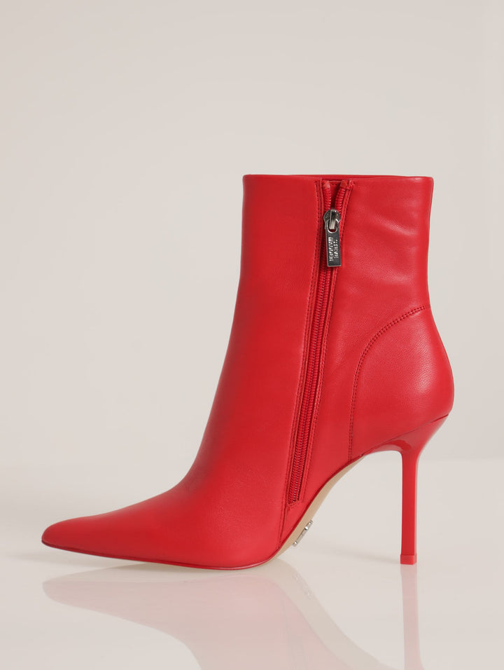 Elysia Leather Pointed Toe Stiletto Boot - Red