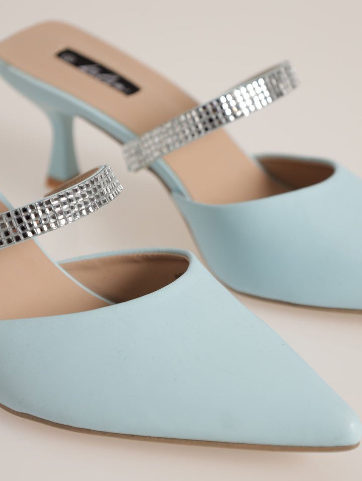 Push-In Pointed Kitten Heel - Light Blue