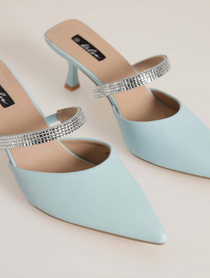 Push-In Pointed Kitten Heel - Light Blue