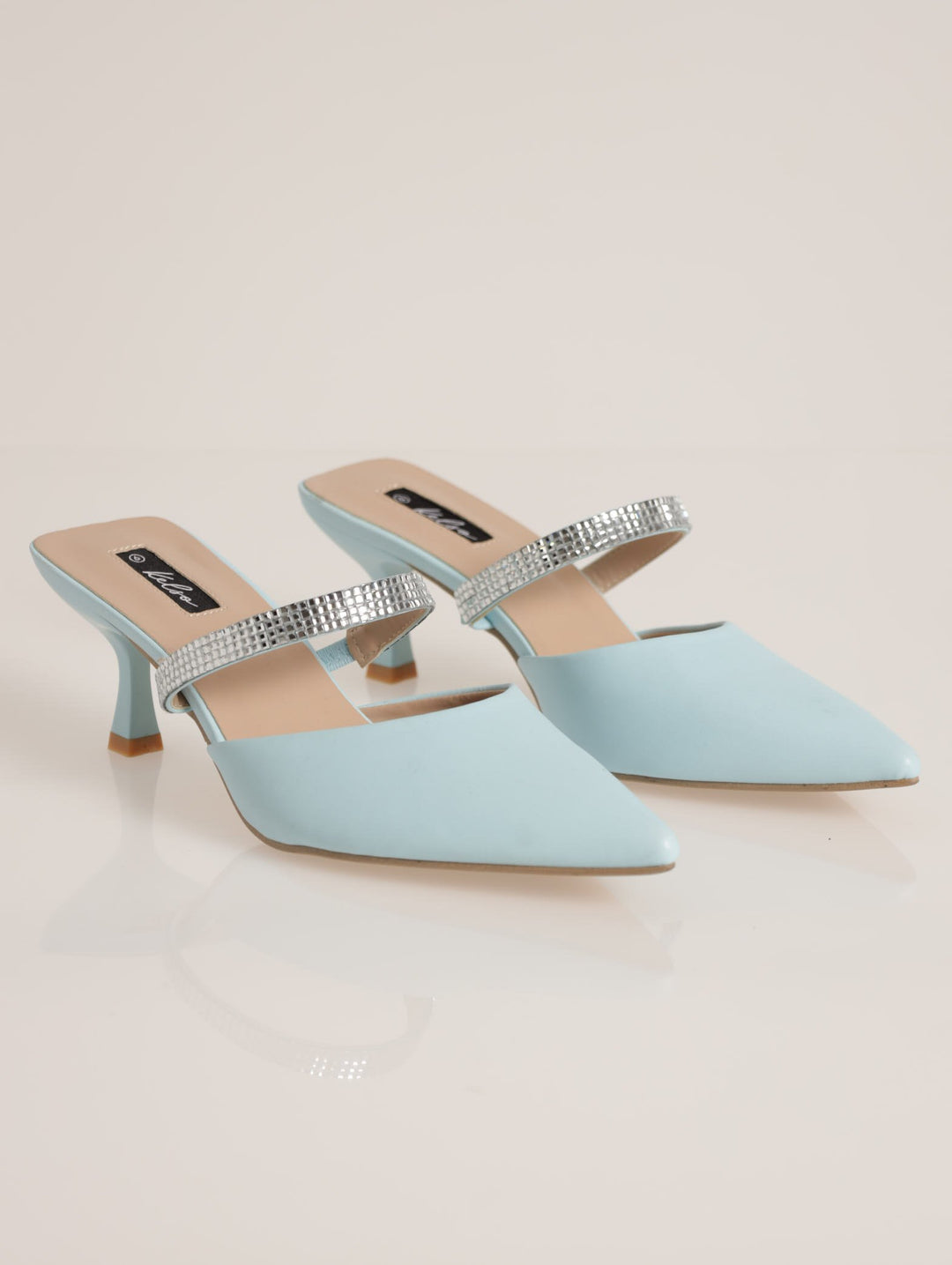 Push-In Pointed Kitten Heel - Light Blue