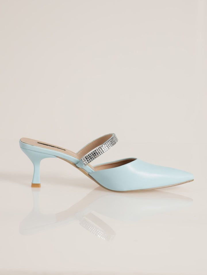 Push-In Pointed Kitten Heel - Light Blue