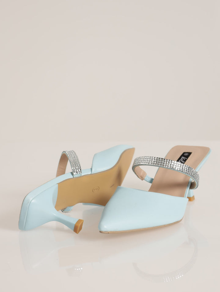 Push-In Pointed Kitten Heel - Light Blue