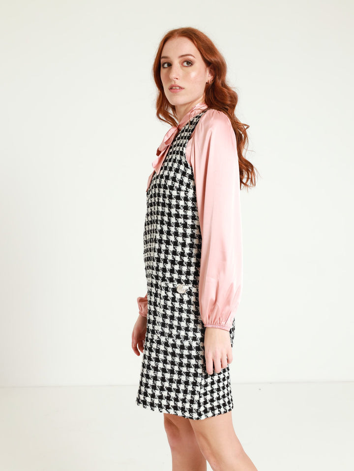Houndstooth Shift Dress - Black/White