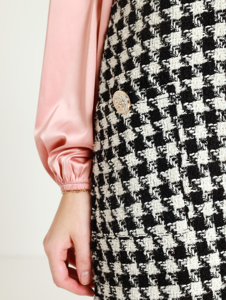 Houndstooth Shift Dress - Black/White