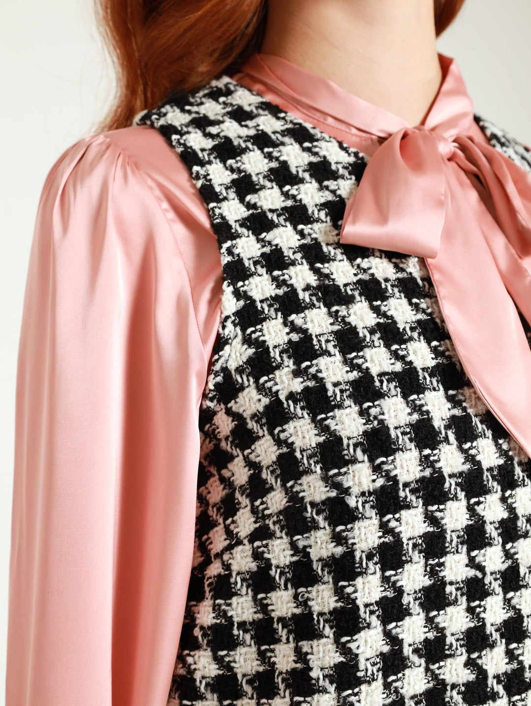 Houndstooth Shift Dress - Black/White